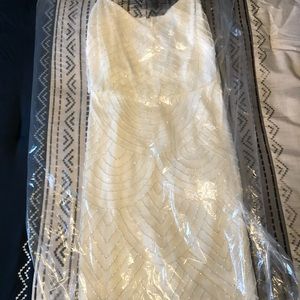 Adrianna Papell Sequin Dress in Ivory - Size 8